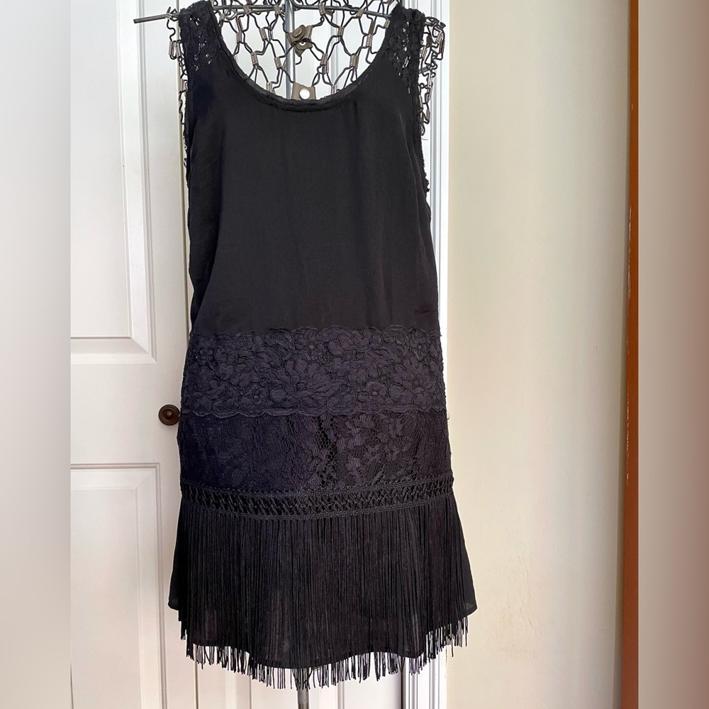 Free People Black Shift or Slip Dress w/ Lace Details Size 4 - Picture 2 of 12